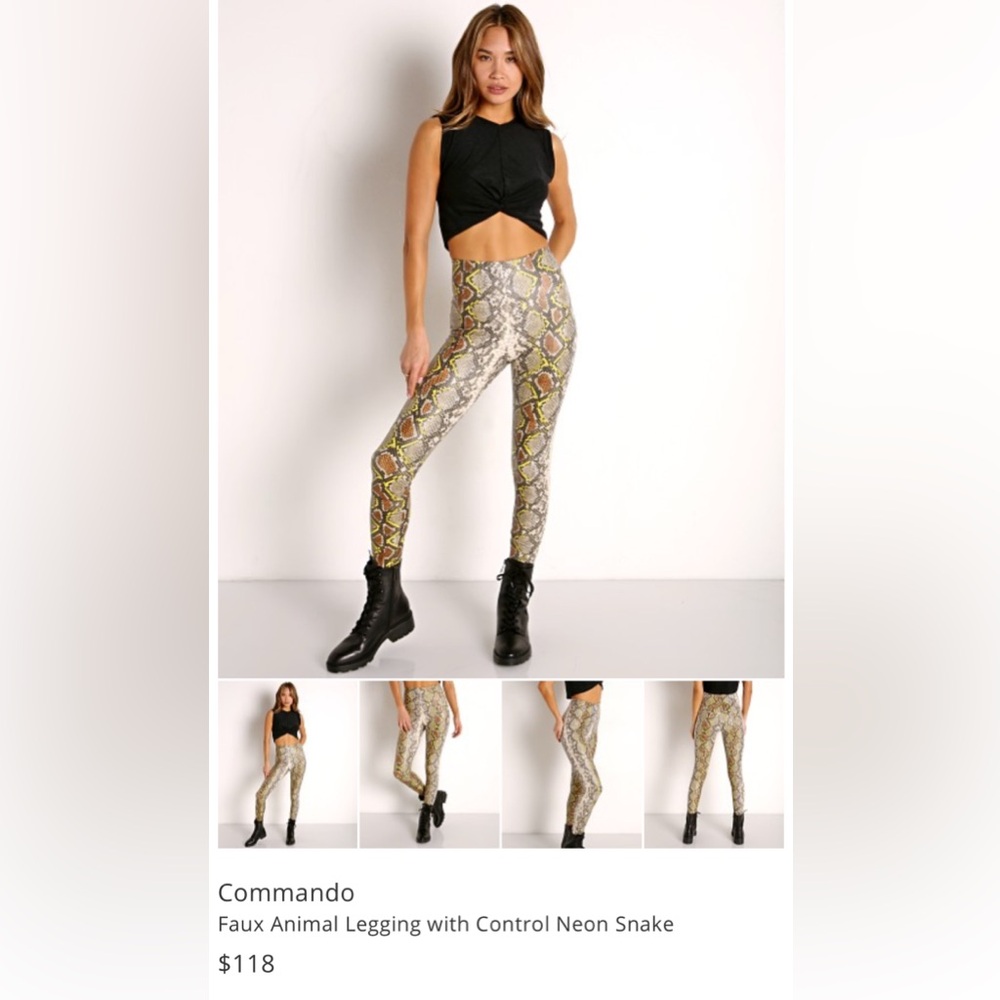 Commando control faux leather snake print leggings